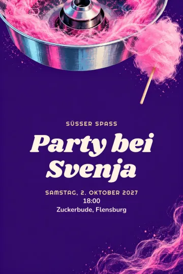 Einladung Kindergeburtstag, Design Zuckerwatte-Atelier