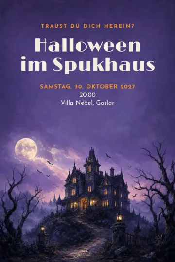 Einladung Halloween, Design Spukhaus