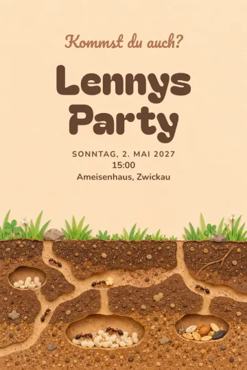 Einladung Kindergeburtstag, Design Unter der Erde